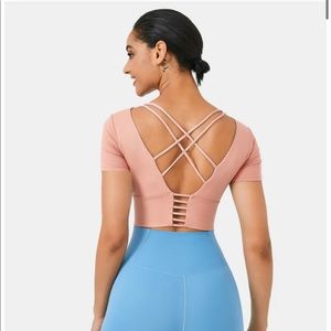 Halara criss cross crop top NWT